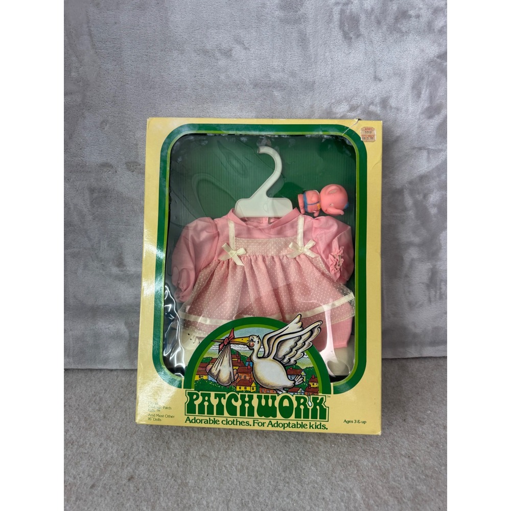 Vintage Patchwork Pink Polka Dot Dress for 16in Cabbage Patch Kids Dolls NIB